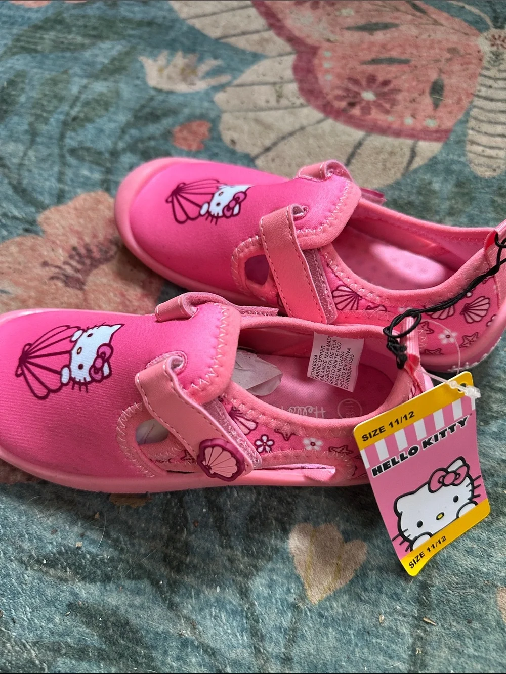 Hello Kitty Bright Pink Kids Water Shoes with Hook-and-Loop Straps